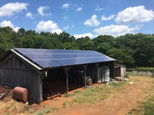 Solar panels on a barn