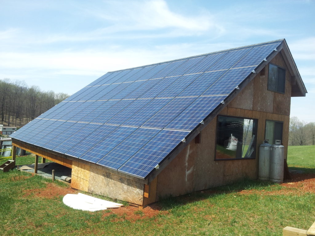 Solar PV panels installed on custom agricultural shed