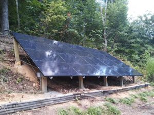 Solar panels on a low canopy